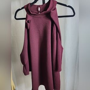 Mockneck Cold Shoulder Top